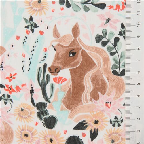 100% Cotton Fabric Dear Stella Desert Bloom Horse Floral Horses
