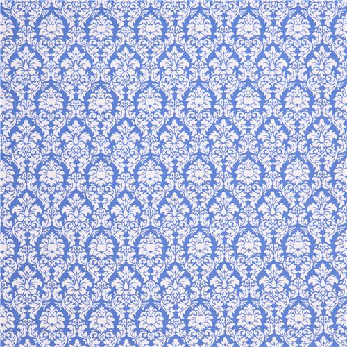 Delft blue Petite Dandy Damask ornament fabric Michael Miller Petite Paris 2