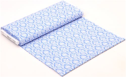 Delft blue Petite Dandy Damask ornament fabric Michael Miller Petite Paris 3