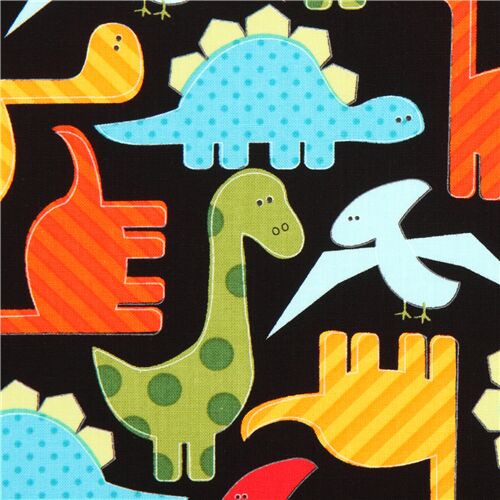 Cute Colourdul Dinosaurs Fabric by Robert Kaufman modes4u