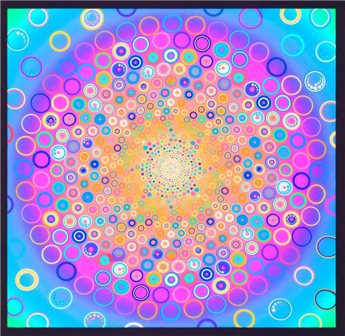 Effervescence Digital Panel fabric by Robert Kaufman in orange and purple Fabric