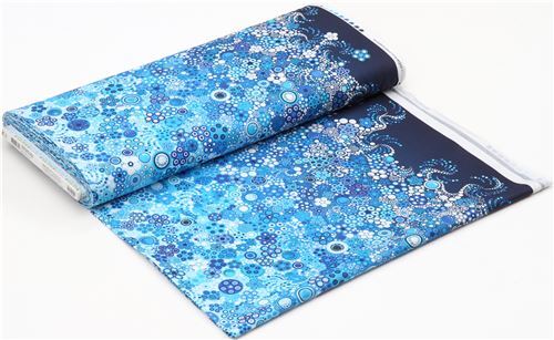 Remnant 39 cm - Effervescence Digital Robert Kaufman fabric with circles in blue 3
