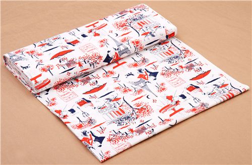 Eiffel Tower Paris retro fabric red Michael Miller Gay Paree 3