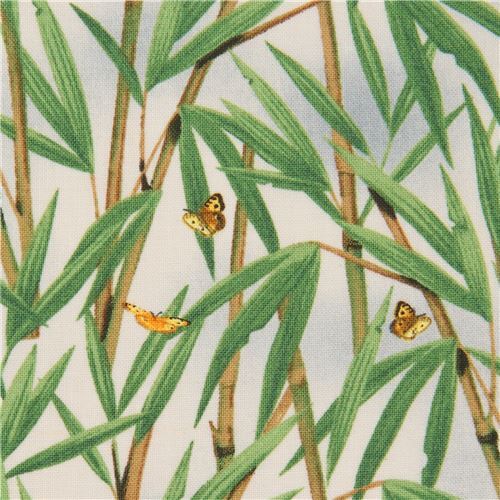 Bamboo and Mini Butterfly Fabric Fabric by Elizabeths Studio Fabric