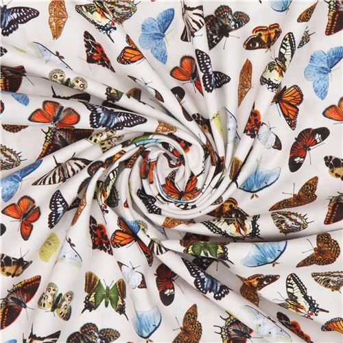 Elizabeth's Studio light cream fabric with butterflies and moths - modeS4u