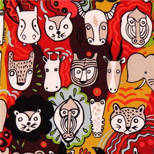 Faces of Liwaza tissu srie animaux by Alexander Henry USA 1