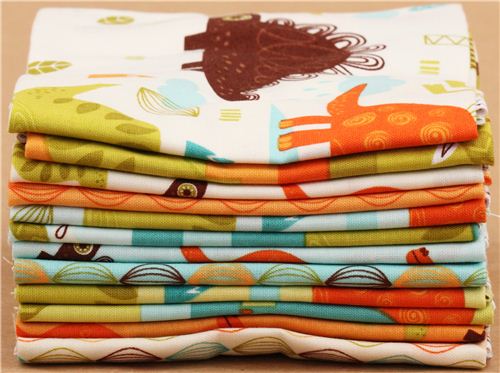 Fat Quarter 'Dinosaur' animal pattern fabric bundle Riley Blake 2