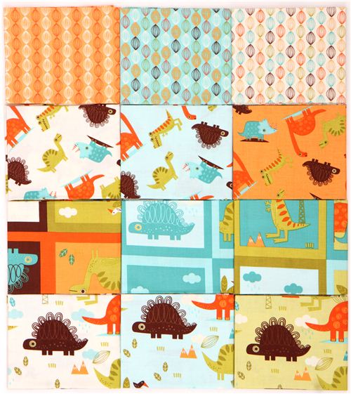 Fat Quarter 'Dinosaur' animal pattern fabric bundle Riley Blake 3