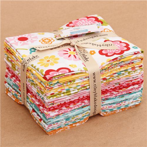 Fat Quarter bicycle flower stripes dots fabric bundle Fancy Free Riley ...