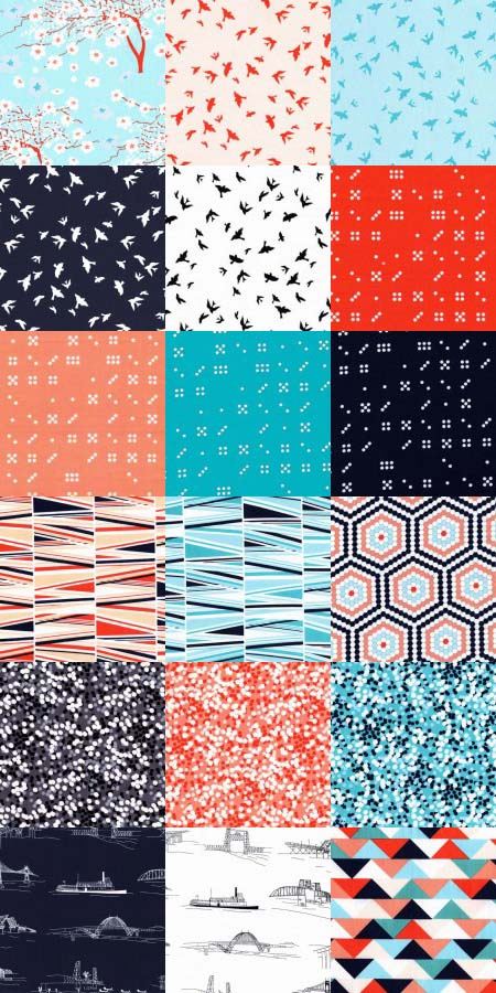 Fat Quarter fabric bundle Waterfront orange Michael Miller 2