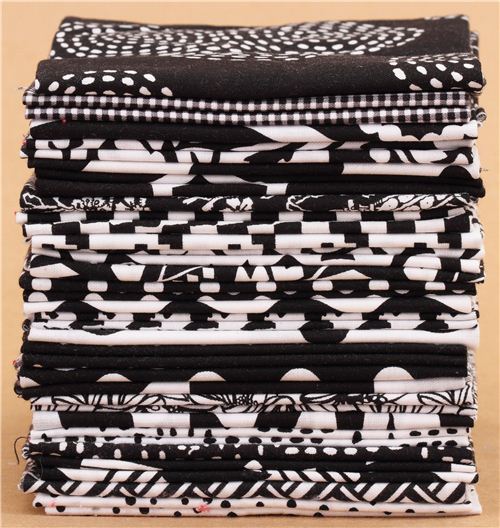 Fat Quarter fabric bundle black & white Michael Miller USA dots gingham 2