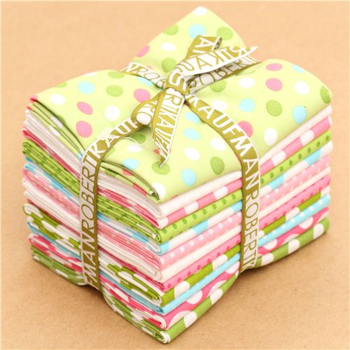 Fat Quarter fabric bundle dots Gelato pink by Robert Kaufman 1
