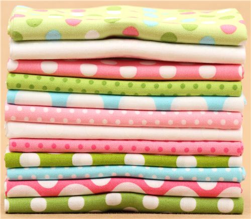 Fat Quarter fabric bundle dots Gelato pink by Robert Kaufman 2