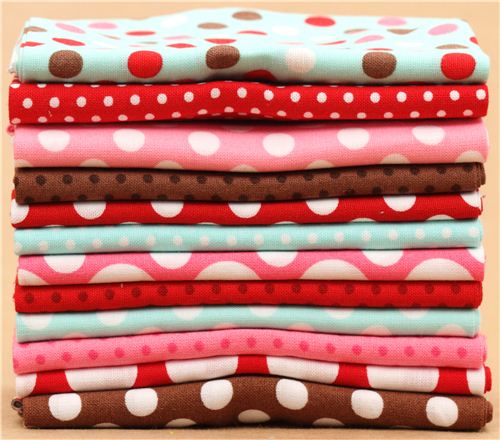 Fat Quarter fabric bundle dots ice cream Robert Kaufman 2