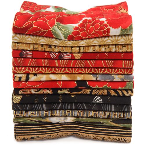 Fat Quarter fabric bundle flower metallic Crimson Colorstory Robert Kaufman 2