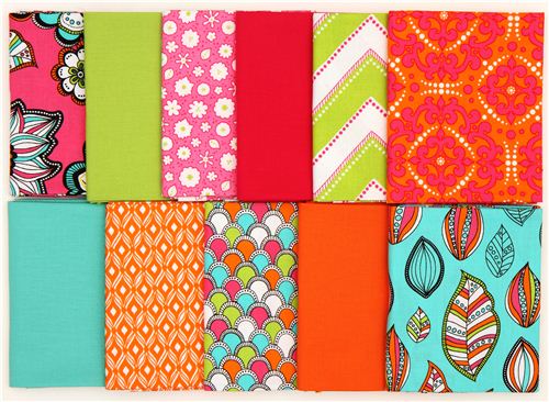 Fat Quarter Stoff B�ndel Blumenstoff bright Robert Kaufman 3