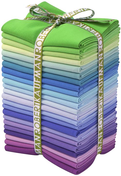 Fat Quarter fabric bundle green purple Sunset Robert Kaufman