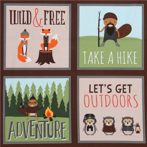 Faulty - Robert Kaufman panel camp fabric with animals 2