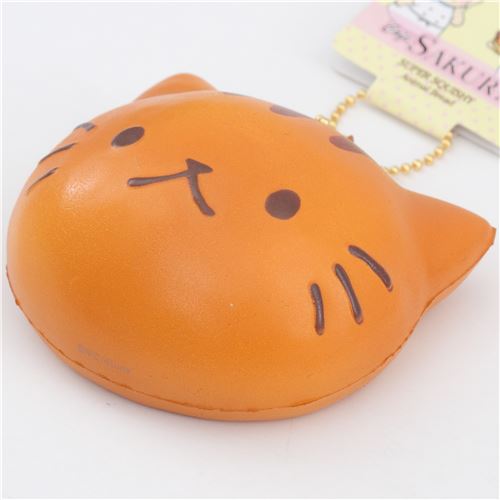 Faulty cute brown cat face bread bun squishy charm kawaii Cheap