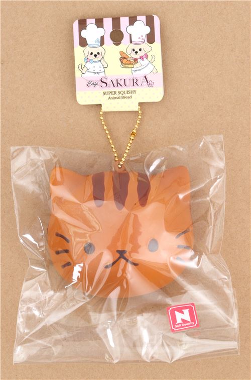 Faulty cute brown cat face bread bun squishy charm kawaii Cheap
