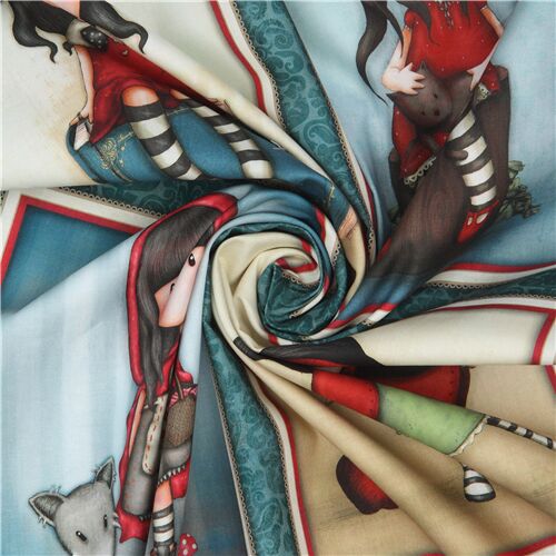 Fauolty - teal Gorjuss girl picture frame panel fabric by Quilting Treasures 5