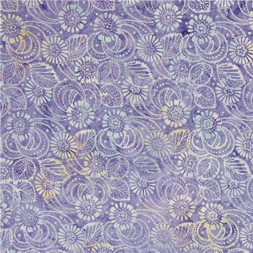 Flower leaf Timeless Treasures lilac purple batik fabric USA - modeS4u