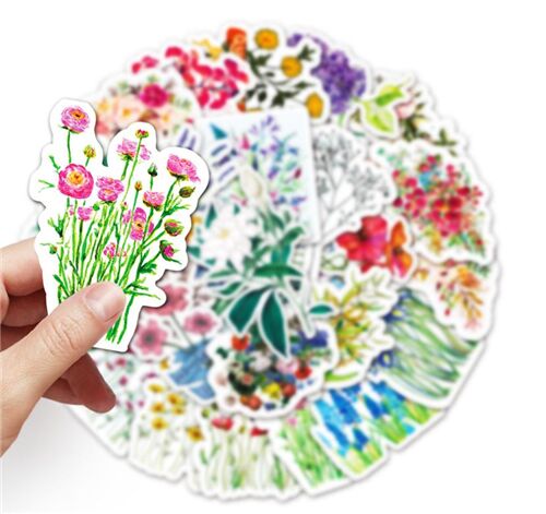 Paquete de pegatinas troqueladas lindas flores de colores 50 modelos diferentes 3