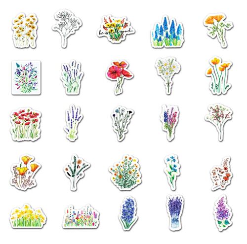 Flowers diecut sticker pack 50 unique designs colourful - modeS4u