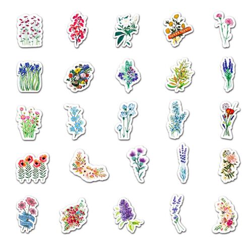 Paquete de pegatinas troqueladas lindas flores de colores 50 modelos diferentes 7