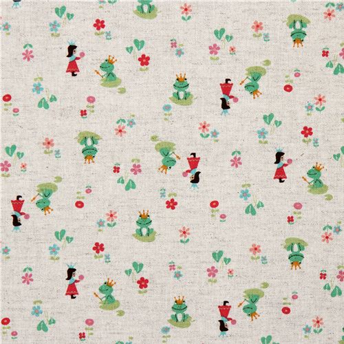 Frog Prince fairy tale canvas Kokka fabric from Japan 2