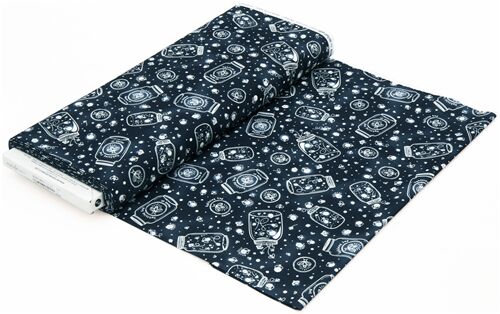 Glow in the dark lightning bugs and jars on dark blue fabric Michael ...