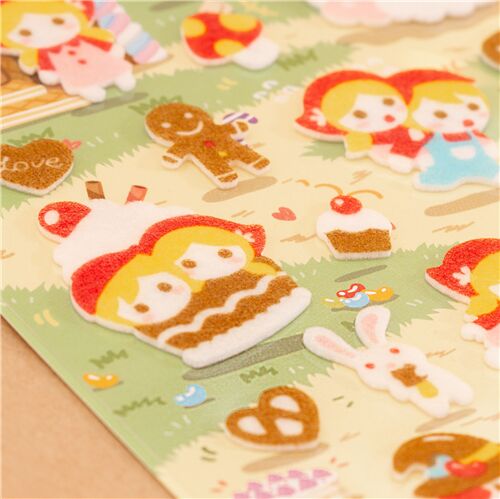 Hansel Gretel hoja de pegatinas libro de cuentos fieltro personaje de cuento de hadas hombre de pan  2