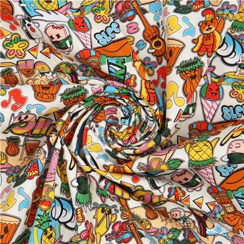 Fat Quarter (50 x 56 cm) - Tela con personajes de dibujos hawaianos de Trans-Pacific Textiles 5