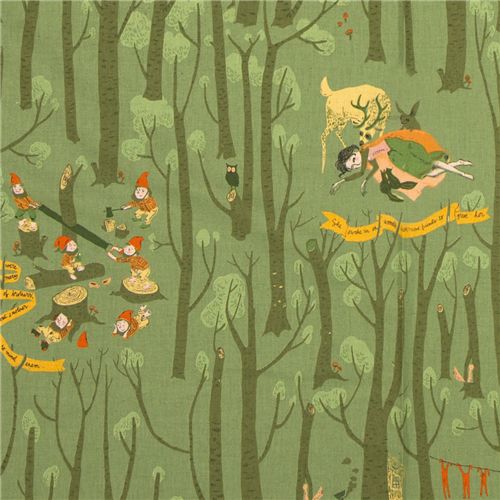 Heather Ross Canvas Stoff Zwerge im Wald Far Far Away 3 1