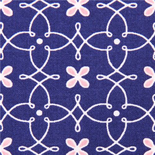 Helen's Garden navy blue flower fabric Michael Miller USA Fabric by ...