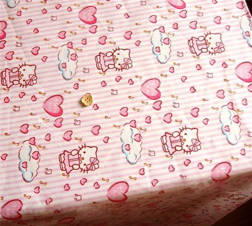 beige yellow Hello Kitty heart leopard pattern oxford fabric Fabric by  Sanrio - modeS4u