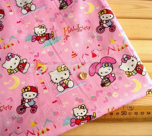 BTHY Sanrio Hello Kitty Sweet Hot Pink Cotton Fabric By The Half