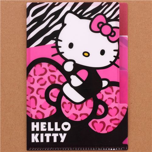 Hello Kitty bow leopard print mini plastic folder 3-pocket - modeS4u