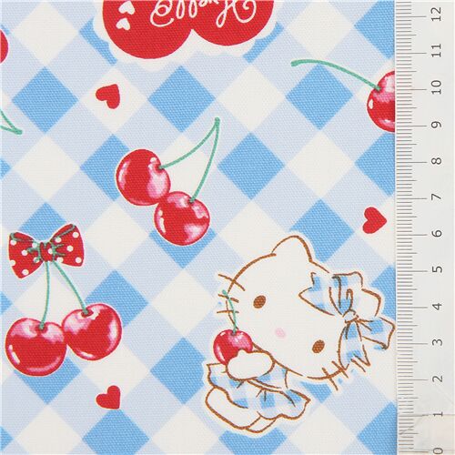 Hello Kitty Cherry Blue Checkered Oxford Fabric Modes4u 7002