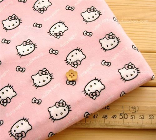 Hello Kitty Köpfe Stoff mit Schleifen Sanrio 0,5m 1