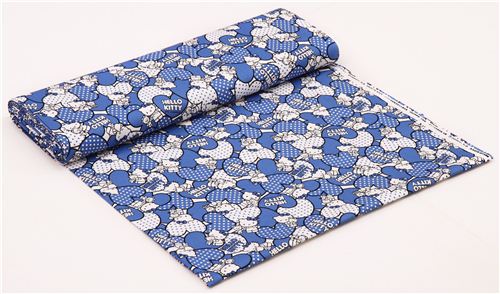 Hello Kitty oxford fabric blue hearts by Sanrio from Japan Fabric by ...