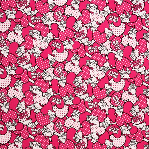 Hello Kitty oxford fabric pink hearts by Sanrio from Japan 2