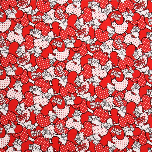 Hello Kitty oxford fabric red hearts by Sanrio from Japan Fabric by Sanrio  - modeS4u