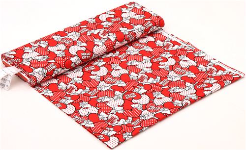 Hello Kitty oxford fabric red hearts by Sanrio from Japan 3