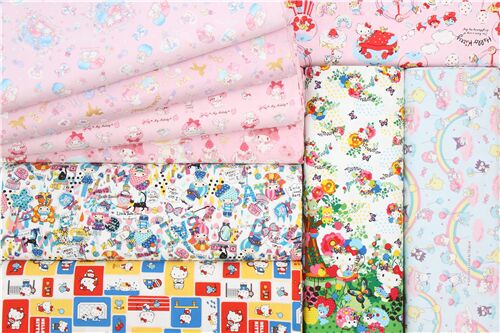 Remnant (43 x 109 cm) - Hello Kitty pink oxford fabric dessert and sweet treat carnival pattern 5