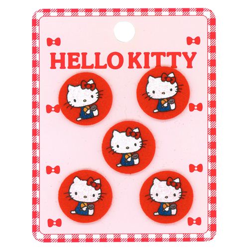 Hello Kitty spoon red circle decoration iron-on transfer 5 pieces - modeS4u
