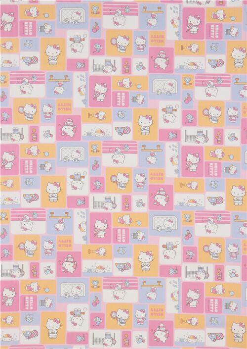 beige yellow Hello Kitty heart leopard pattern oxford fabric Fabric by  Sanrio - modeS4u