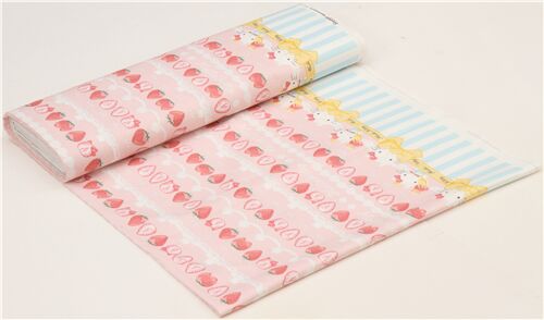 Hello Kitty strawberry oxford fabric with stripes - modeS4u