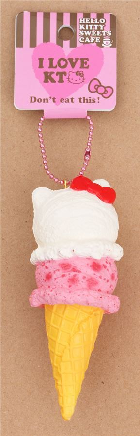 Hello Kitty White Pink Ice Cream Light Orange Cone Squishy Modes4u