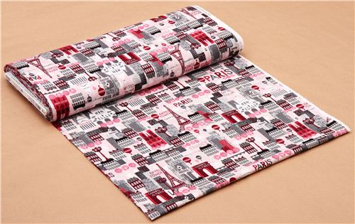 Hello Paris France retro fabric rosa Robert Kaufman 3